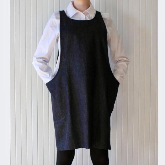 GDS Cloth Goods Smock Dress Womans Raw Denim Minimal Sustainable Ethical - Picture 1 of 15